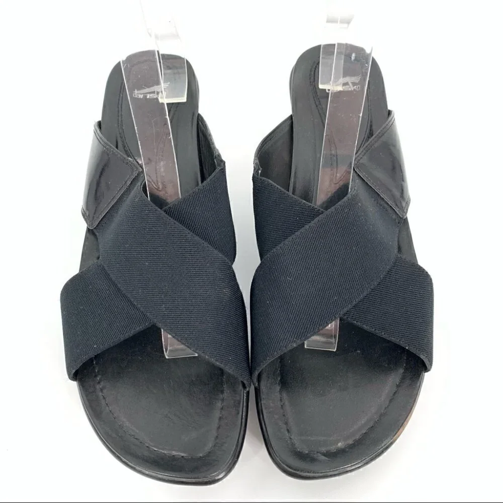 Dansko sandals size 42 11.5 - 12 black cross cross wedge platforms orthopedic
